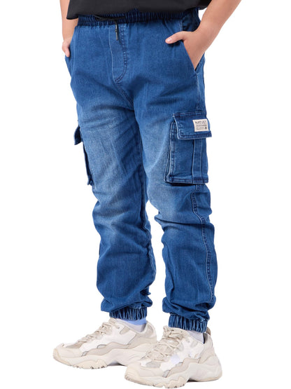 NATUST Jungen Cargohose Kinder Freizeithose mit Elastischem Bund