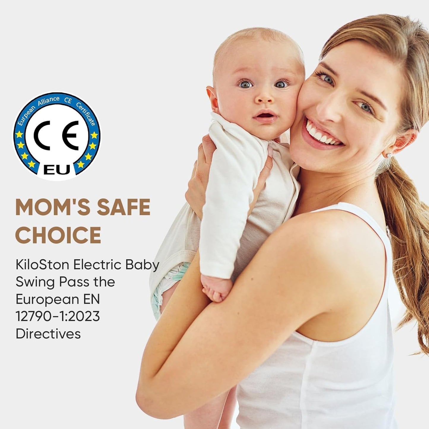 Kiloston Elektrische Wippe Baby - Babyschaukel Elektrisch mit APP- und Bluetooth-Steuerung, 5-Punkt-Sicherheitsgurt, 5 Geschwindigkeiten und Fernbedienung - Tragbare Babywippe Neugeborene