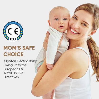 Kiloston Elektrische Wippe Baby - Babyschaukel Elektrisch mit APP- und Bluetooth-Steuerung, 5-Punkt-Sicherheitsgurt, 5 Geschwindigkeiten und Fernbedienung - Tragbare Babywippe Neugeborene