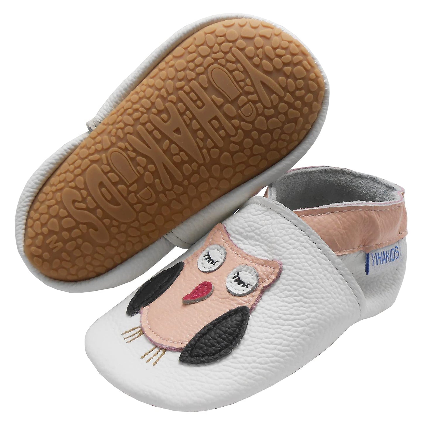 YIHAKIDS Krabbelschuhe Baby Lauflernschuhe Jungen Mädchen Weicher Leder Babyhausschuhe Kleinkind rutschfeste Lederschuhe mit Gummisohle für Baby 6-12 Monate 12-18 Monate 18-24 Monate