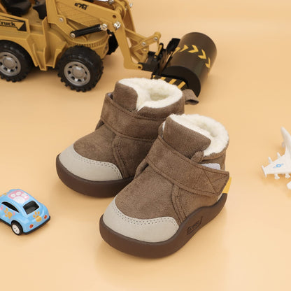 MASOCIO Winter Shoes Baby Boots Boys Girls Baby Shoes Winter Plush Flat Rubber Non-Slip Size 18-23 EU
