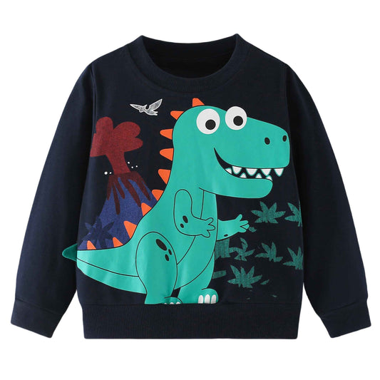 Pilipulu Sweatshirt Boys Kids Pullover Boys Cotton Long Sleeve Shirt Kids Dinosaur Digger Warm Tops 2-7 Years Size 92 98 104 110 116 122