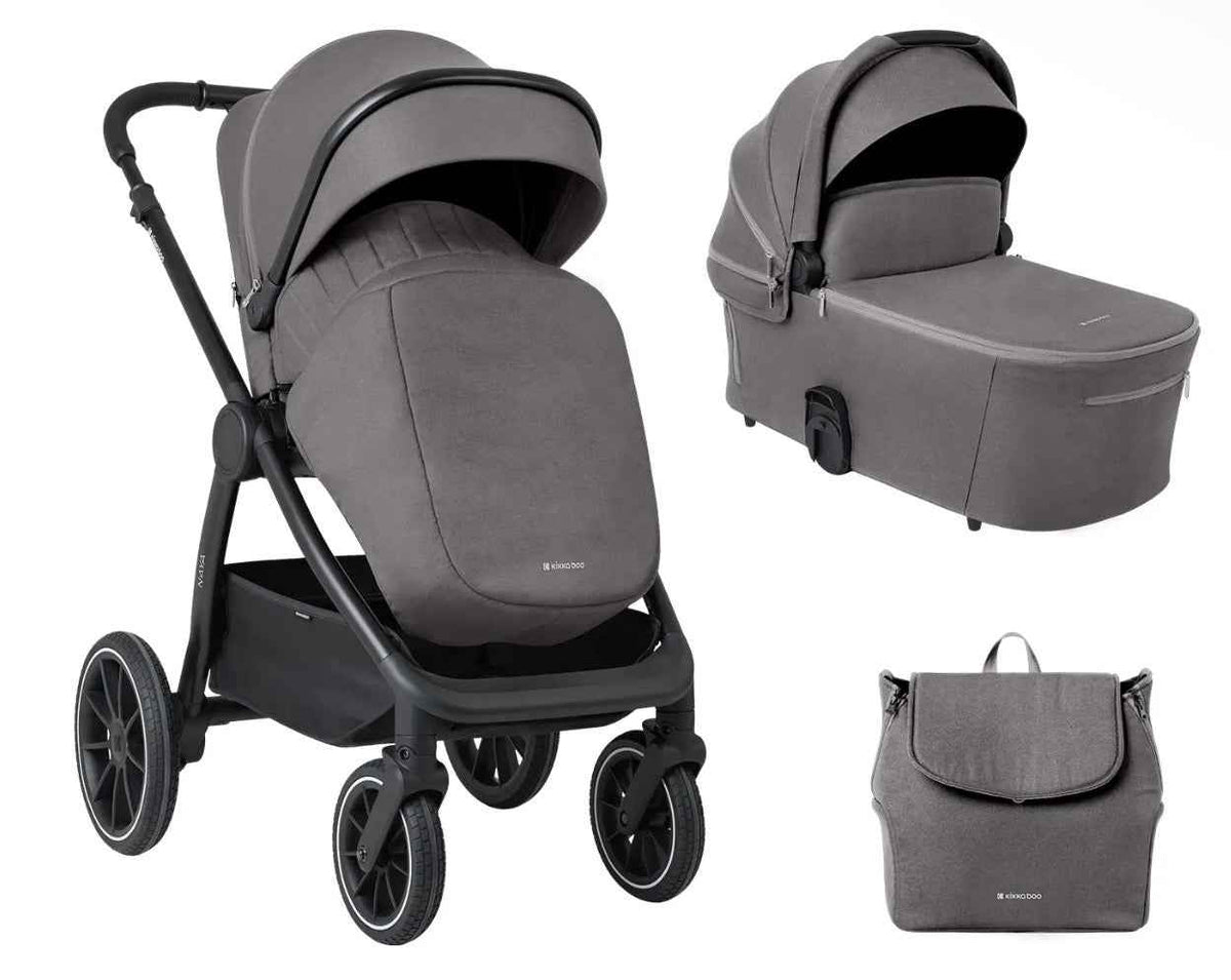 Kikkaboo Naya Grau 2-in-1 Baby-Kinderwagen mit Wiege