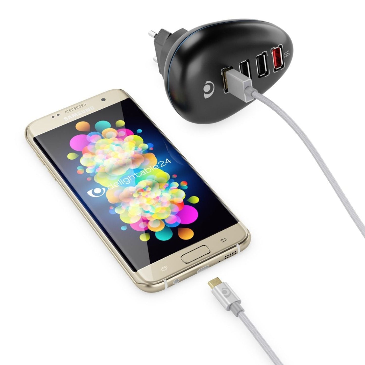 NALIA 2m Micro USB Kabel, Stabiles Nylon umflochtenes Sync Handy High Speed Ladekabel/ Datenkabel kompatibel mit z.B. Android Smartphones, Samsung, Huawei, HTC, LG, Sony, Nokia  etc. - Silber