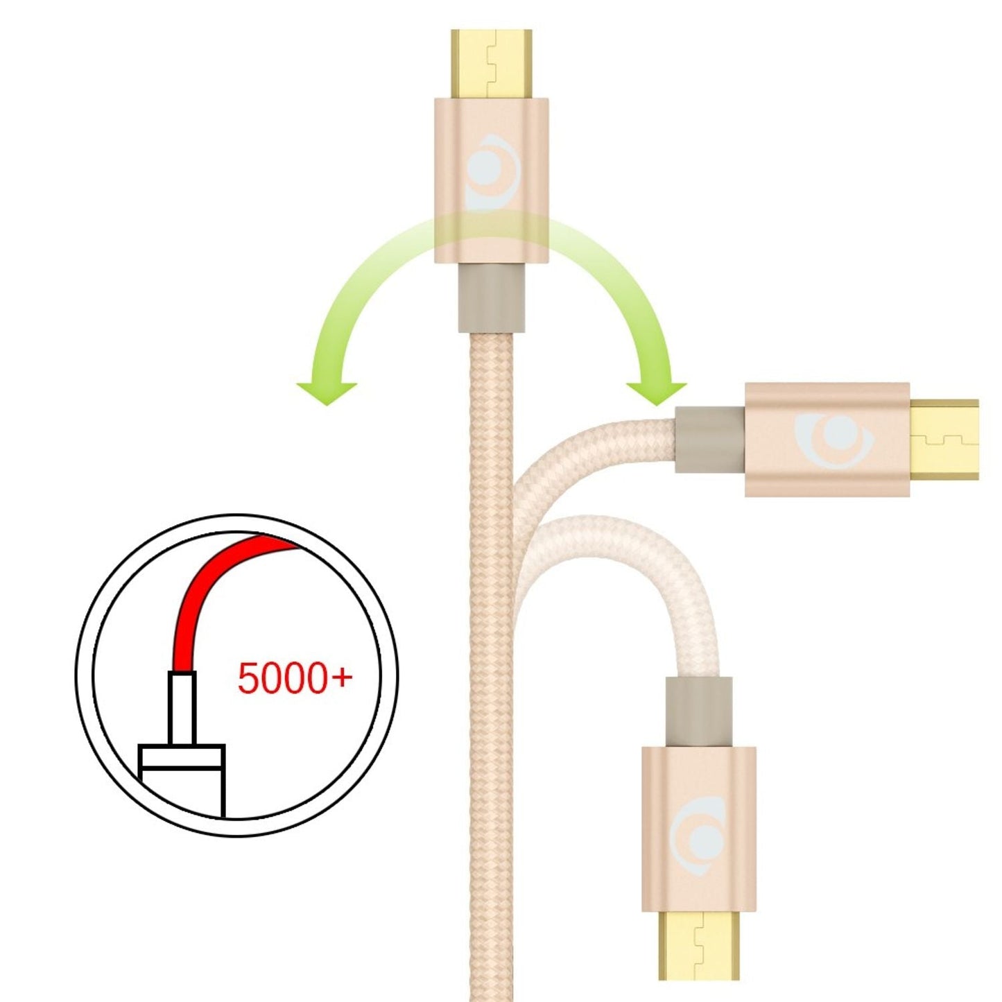 NALIA 2m Micro USB Kabel, Stabiles Nylon umflochtenes Sync Handy High Speed Ladekabel/ Datenkabel kompatibel mit z.B. Android Smartphones, Samsung, Huawei, HTC, LG, Sony, Nokia etc. - Gold