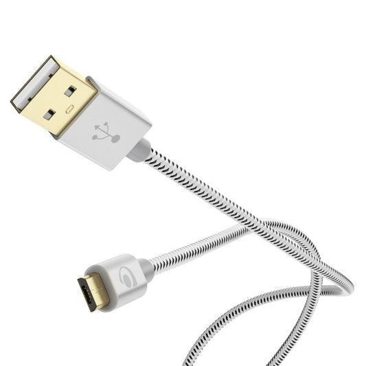 NALIA 1m Micro USB Kabel, Stabiles Nylon umflochtenes Sync Handy High Speed Ladekabel/ Datenkabel kompatibel mit z.B. Android Smartphones, Samsung, Huawei, HTC, LG, Sony, Nokia etc. - Weiß Schwarz