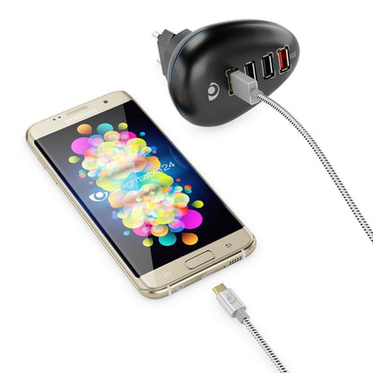 NALIA 1m Micro USB Kabel, Stabiles Nylon umflochtenes Sync Handy High Speed Ladekabel/ Datenkabel kompatibel mit z.B. Android Smartphones, Samsung, Huawei, HTC, LG, Sony, Nokia etc. - Weiß Schwarz
