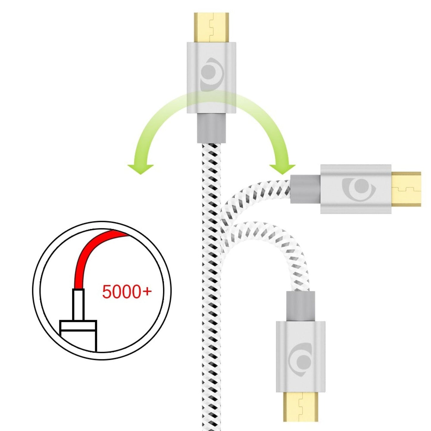 NALIA 1m Micro USB Kabel, Stabiles Nylon umflochtenes Sync Handy High Speed Ladekabel/ Datenkabel kompatibel mit z.B. Android Smartphones, Samsung, Huawei, HTC, LG, Sony, Nokia etc. - Weiß Schwarz