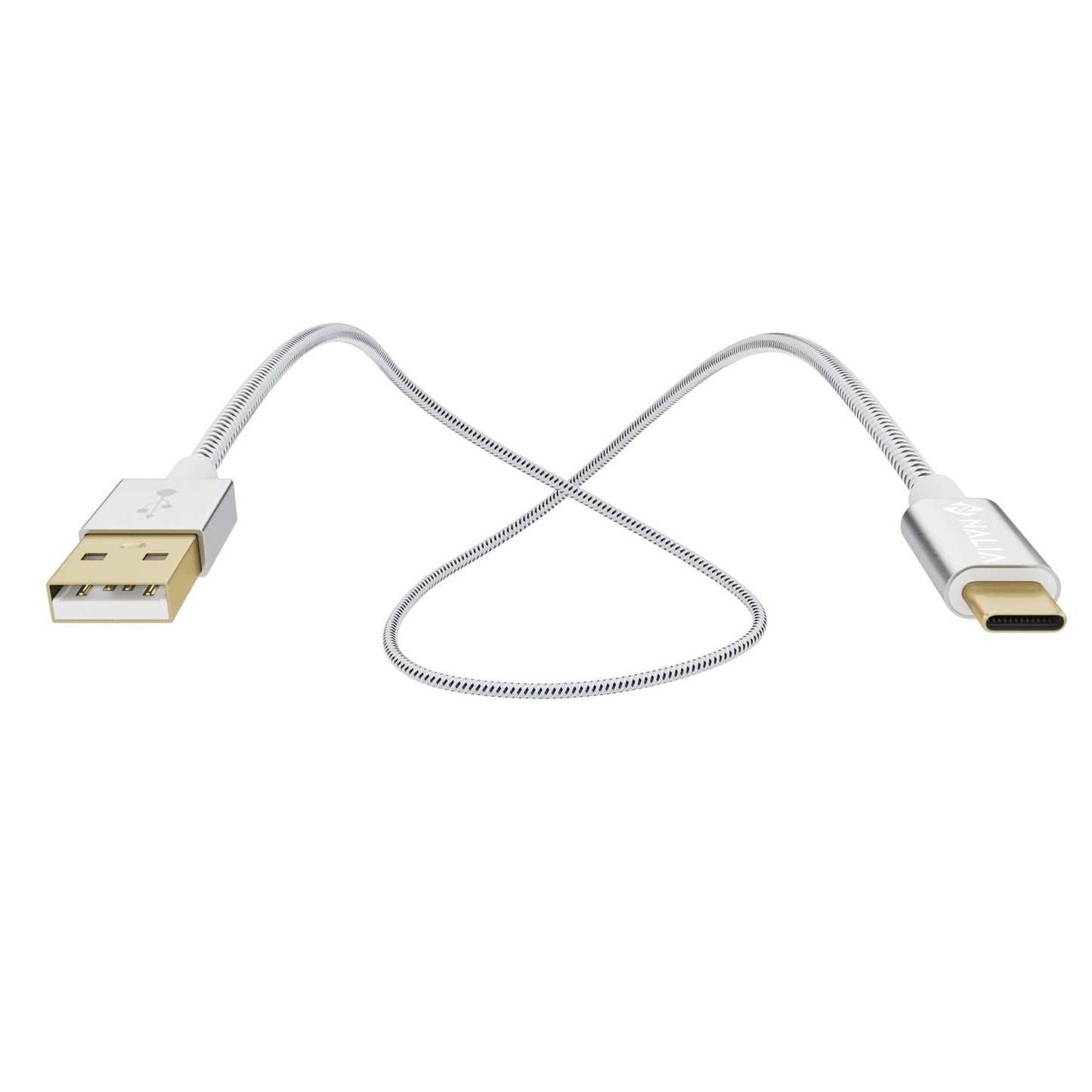 NALIA 2m USB C auf USB 2.0 Kabel, Stabiles Nylon Sync Ladekabel/ Datenkabel für USB 2.0 Typ C Geräte z.B. kompatibel mit Macbook, Chromebook Pixel, Samsung S8, Huawei P10, GoPro etc. - Weiß Schwarz