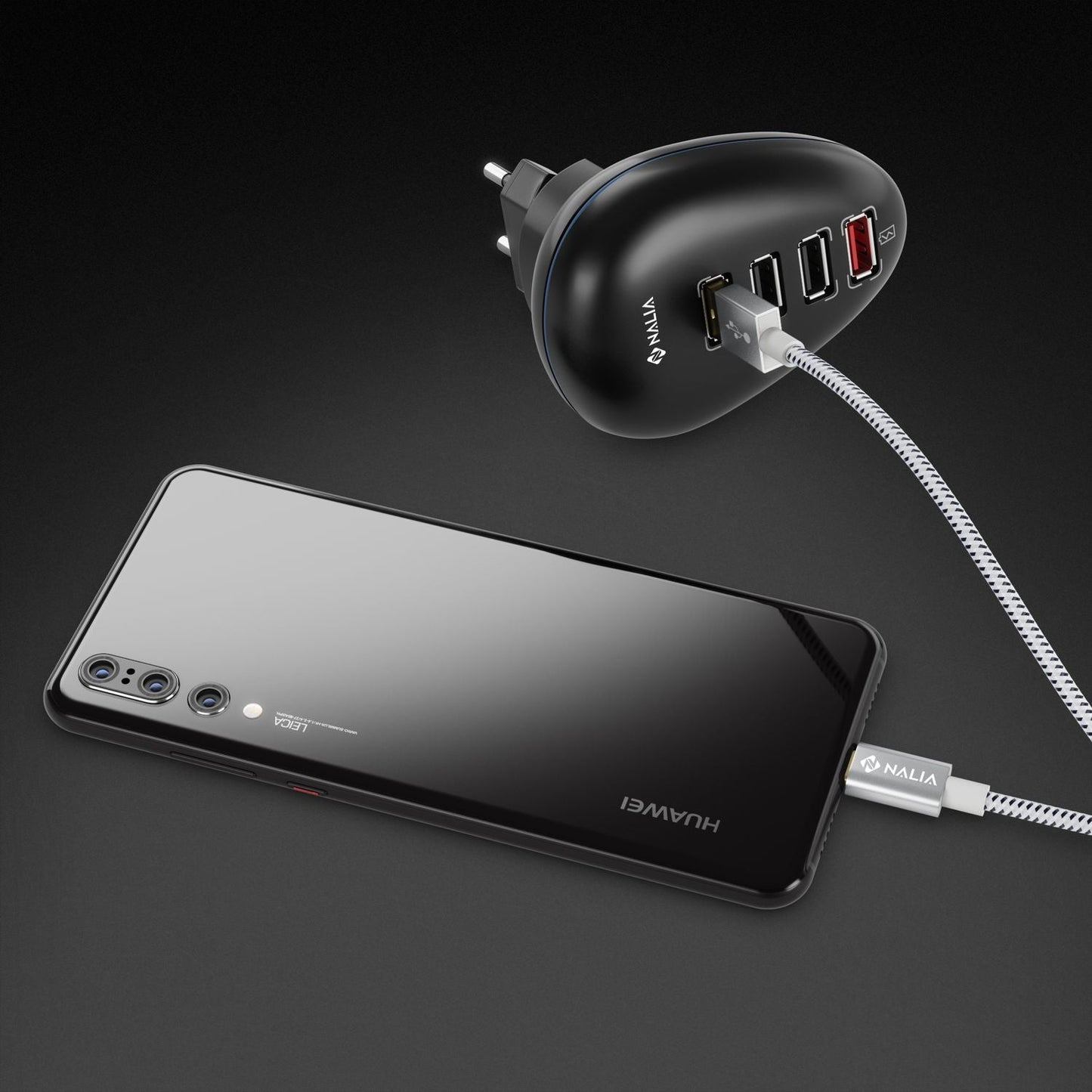 NALIA 2m USB C auf USB 2.0 Kabel, Stabiles Nylon Sync Ladekabel/ Datenkabel für USB 2.0 Typ C Geräte z.B. kompatibel mit Macbook, Chromebook Pixel, Samsung S8, Huawei P10, GoPro etc. - Weiß Schwarz