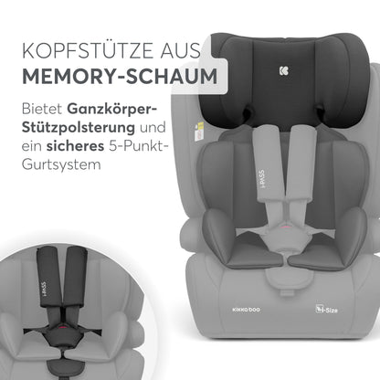 KikkaBoo i-Pass, Kindersitz 9–36 kg, Gruppe 1/2/3 Auto Kindersitz für Kinder 76–150 cm (15 Monate – 12 Jahre), i-Size, 13-fach verstellbare Kopfstütze, Schwarz - Meloni2