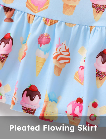 PATPAT Baby Mädchen Kleid Set, Packung mit 2 Süßes Sommerkleider Ärmellos Rüschen Prinzessin Kleider Kurze Ärmel, Kleinkind A-Linien-Kleid für Hochzeit Geburtstag Party Bankett Urlaub, 3-24 Monate