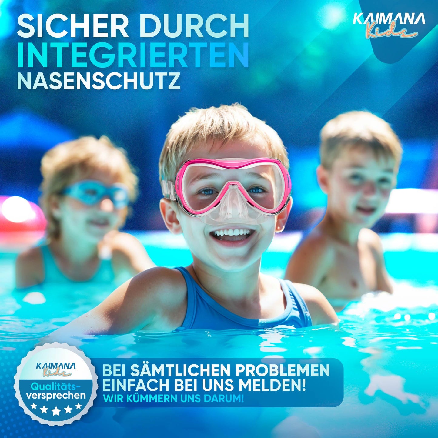 Das Neue KAIMANA® SeaExplorer Schnorchelset Kinder + Tragetasche, Taucherbrille mit Schnorchel, Taucherbrille Kinder, Alternative zur Schnorchelmaske Kinder, Taucherbrille mit Stoffband/Silikonband