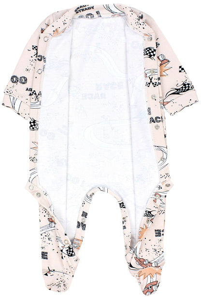 TupTam Baby Jungen Schlafstrampler Langarm Strampler Schlafanzug mit Fuß 3er Pack