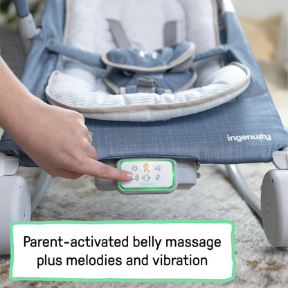 Ingenuity, Cuddle Lamb Babywippe Babyschaukel mit Schaukelfunktion und Vibrationen, Spielbogen mit 2 Plüsch Spielzeug, Musik, 4 Naturgeräuschen und Lautstärkeregler, ab Geburt bis 18 kg