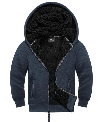 JACKETOWN Boys' Sweat Jacket Lined Children's Hoodie Sweatshirt Hoodie Fleece Jacket with Hood Long Sleeve Warm Winter Jacket Classic Pullover with Zip