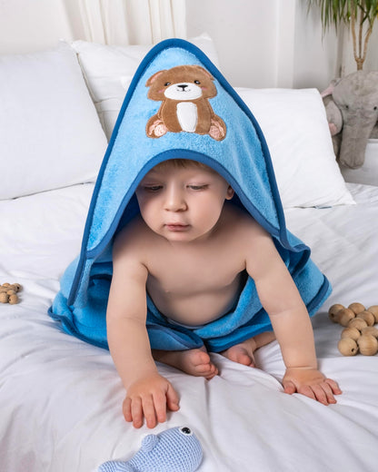 LAYNENBURG Premium Kapuzenhandtuch Baby - Badehandtuch aus 100% Baumwolle - Oeko TEX - Handtuch mit Kapuze für Neugeborene & Kinder - Badetuch, Babyhandtuch Mädchen, Jungen (Waschbär 80 x 80cm)