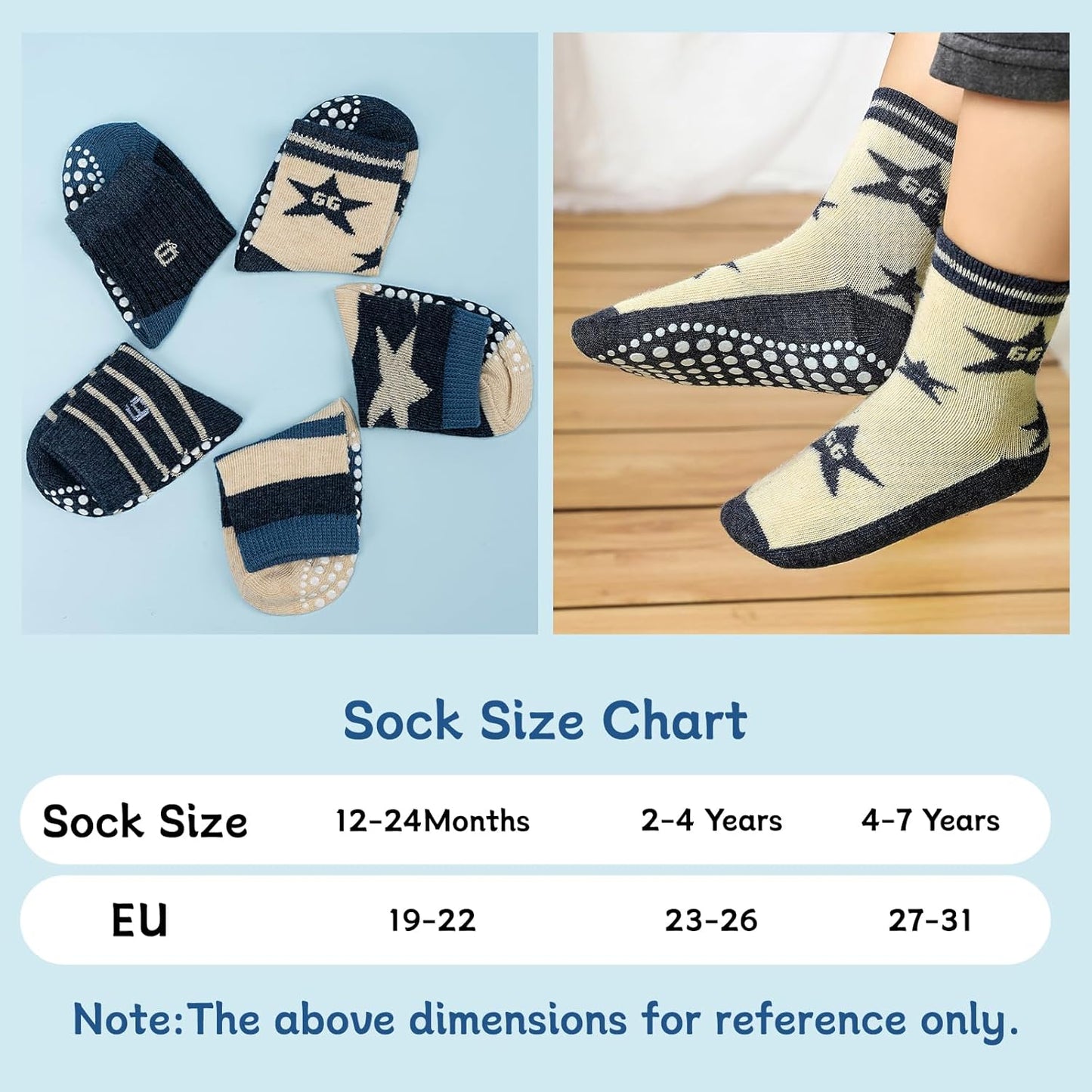 KOWAYI Stoppersocken Kinder 5/10 Paar ABS Rutschsocken Kinder Jungen, Mädchen, Baby Antirutschsocken 1-7 Jahre Grip Socken