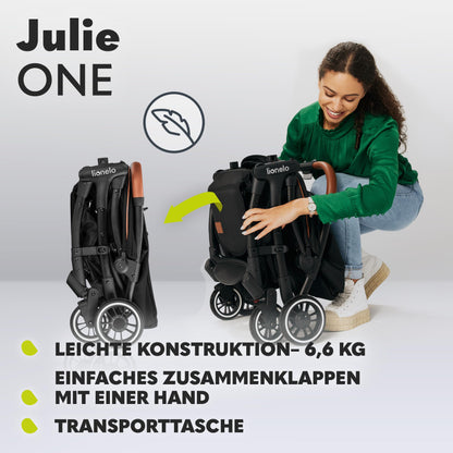 LIONELO Julie One Buggy Pushchair up to 22 kg, Adjustable Backrest and Footrest, Mosquito Net, Leg Warmer, Drink Holder and Transport Bag, Foldable