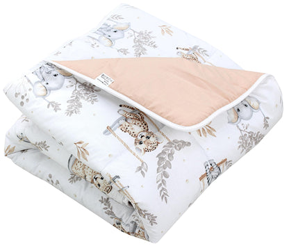 TupTam Krabbeldecke für Baby 120x120 cm - Gepolsterte Spieldecke Baby Baumwolle, XXL, OEKO-TEX, Weich & Hautfreundlich, Farbe: Wald/Beige - Meloni2