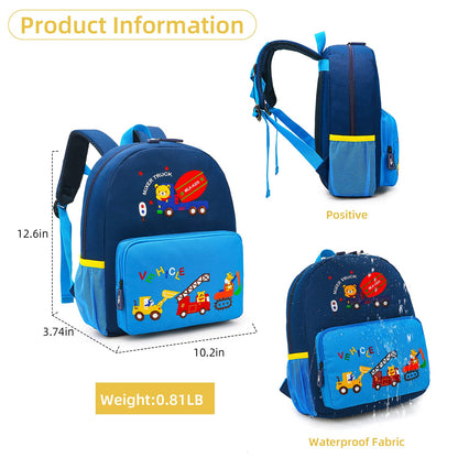 willikiva Car Dinosaur Toddler Kids Backpack for Boys and Girls Kids Waterproof Preschool Bag