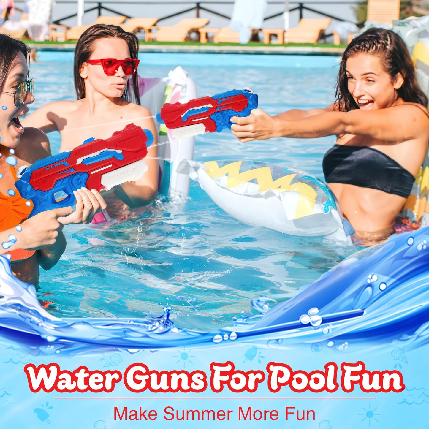 Wasserpistole Kinder – 1200ML Wasserspritzpistole mit 8–10m Reichweite, Outdoor Spielzeug für Sommer, Strand, Pool & Garten – Wasserblaster große reichweite für Jungen & Mädchen (Rot)