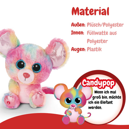 NICI Glubschis: Das Original – Waschbär Clooney 25 cm – Kuscheltier Augen – Flauschiges Plüschtier mit großen Glitzeraugen – Schmusetier für Kuscheltierliebhaber – 45569