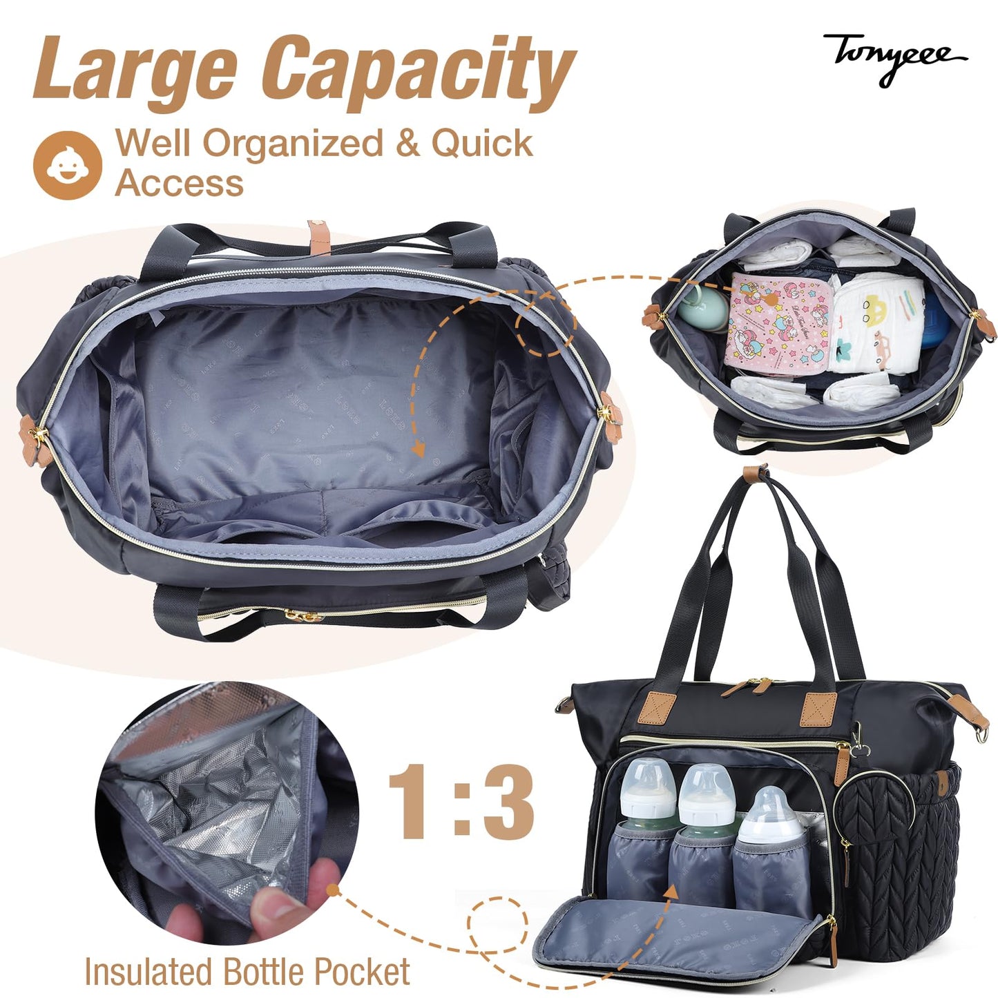 Wickeltasche mit Schnullertasche und Wickelunterlage, Wickelrucksack Multifunktions-Babytasche für Große Reisewindeltasche für Mama und Papa, isolierten Taschen-Dunkelblau