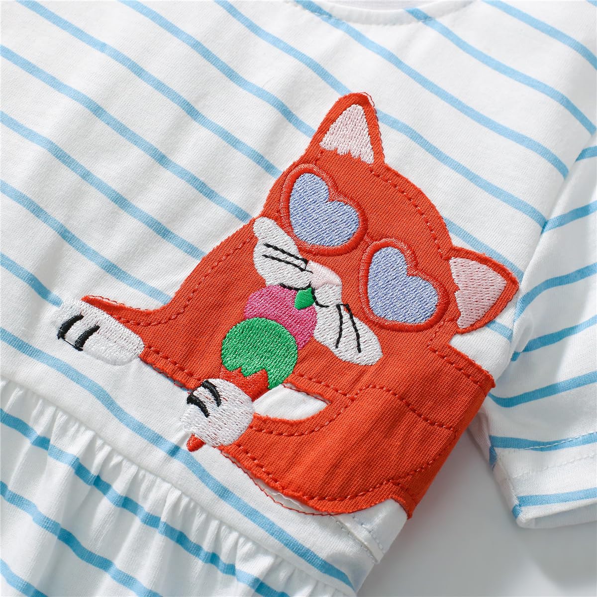 Kleinkind Mädchen Kurze Ärmel Ostern Kleid Baumwolle lässig Jersey Shirt Playwear Applique Kleid
