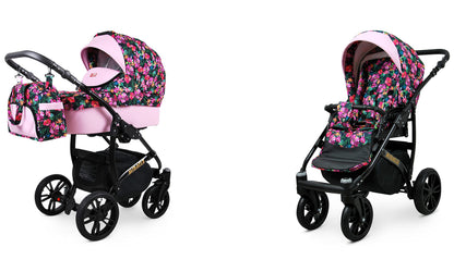 BabyLux Miracle 2-in-1 Baby Pushchair Deep and Pushchair with Accessories Adjustable and Foldable Aluminium Construction Waterproof Non-Removable Wheels Gold Leaf