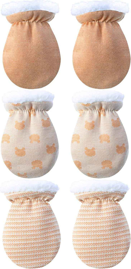3 Paare Baby Fäustling Handschuhe Warme Baumwoll Handschuhe Baby Jungen Mädchen Winter Handschuhe Säugling Neugeborenen Wolle Gefüttert Handschuhe für 0-12 Monate (Farbe A)