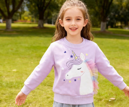 Sweatshirt Mädchen Pullover Kinder Mädchen Baumwolle Langarm Shirt Einhorn Bunny Warm Tops 2-8 Jahre Größe 92 98 104 110 116 122 128