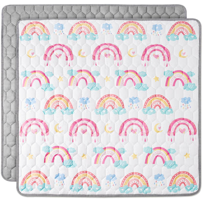 NiBaby Baby Crawling Mat 127x127cm, Foldable Play Mat for Baby with Non-Slip Bottom, Hypoallergenic and Safe for Babies, Crawling Blanket Baby Ideal for Indoor and Outdoor Use (Rainbow) 