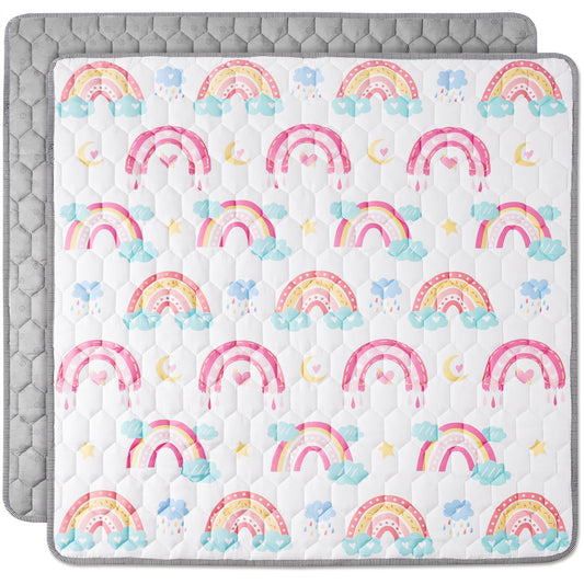 NiBaby Baby Crawling Mat 127x127cm, Foldable Play Mat for Baby with Non-Slip Bottom, Hypoallergenic and Safe for Babies, Crawling Blanket Baby Ideal for Indoor and Outdoor Use (Rainbow) 