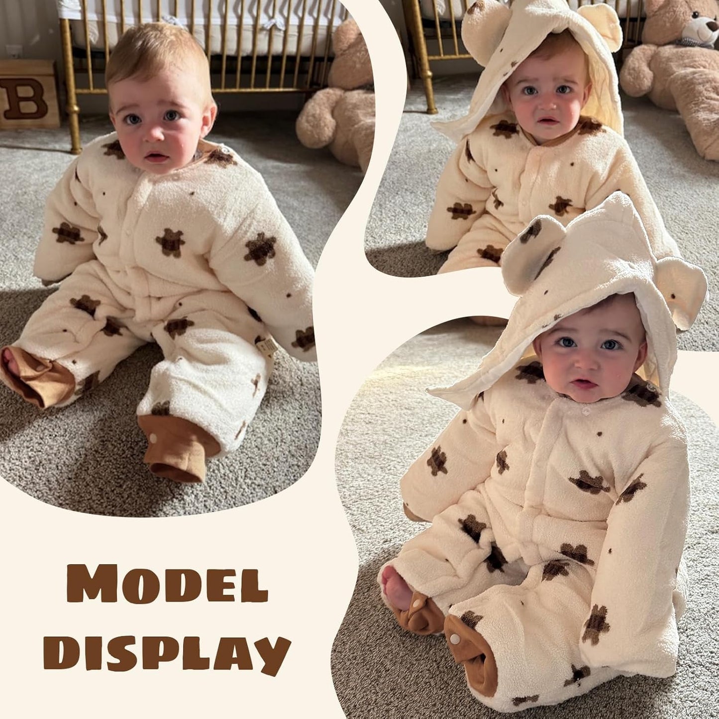 Baby Winter Schneeanzug Neugeborenen Winter Strampler mit Kapuze Fleece Winteranzug Kinder Mädchen Jungen Langarm Overall für 0-12 Monate
