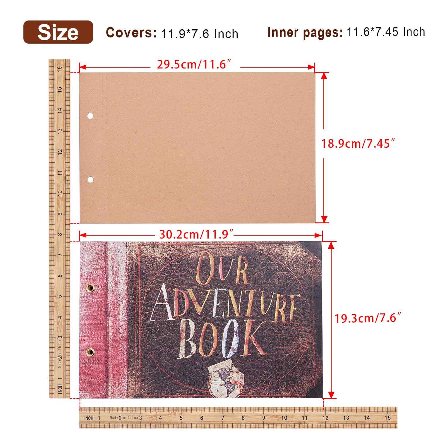 Unser Abenteuer Buch Album Foto Scrapbooking 12,3 x 12,1 Zoll, Abenteuer Buch Fotoalbum 60 Seiten, Fotoalbum für DIY Jahrestag für Männer, Kreative Geschenke Valentinstag