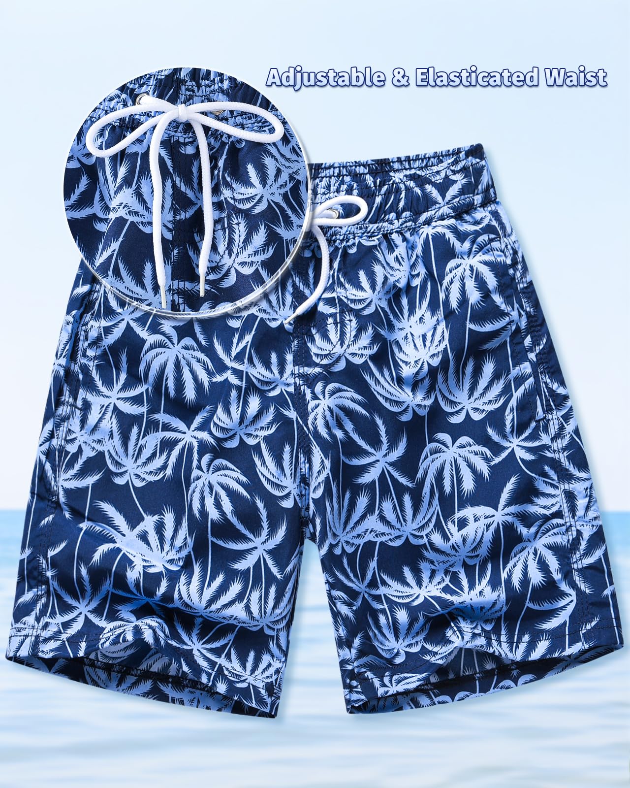Domee Jungen Badehosen Badeshorts Schnelltrocknend Schwimmhose mit Netzfutter Verstellbarer Kordelzug