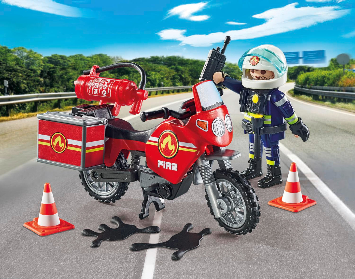 PLAYMOBIL Action Heroes 71464 Fire Boat with Aqua Scooter, Exciting Water Rescue, Includes Diving Goggles, Flippers and Life Jacket, Realistic Toy for Children from 4 Years