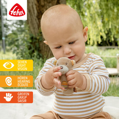 Fehn Mini-Rassel Otter – Mini-Greifling zum Rasseln, Fühlen, Spielen mit kuschelweichem Stoff-Tier – ein treuer Begleiter für Babys und Kleinkinder ab 0+ Monaten