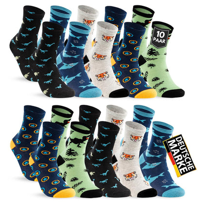 10 Paar Kinder Socken Jungen & Mädchen Baumwolle Kindersocken