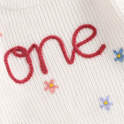 L&ieserram Baby Mädchen Jungen 1. Geburtstag Gestrickt Pullover Jumper Langarm Strickpullover Pulli Kleinkinder Kleidung Outfit Knitted Sweater 1 Jahr