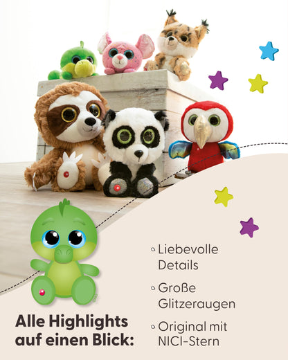 NICI GLUBSCHIS Lynx Lenzo 15cm - Dangling cuddly toy lynx with big glittery eyes - 49295 