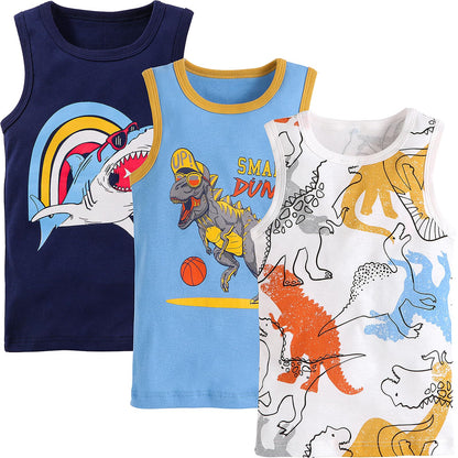 Adorel Jungen Unterhemden Baumwolle Ärmellos Tank Top Unterwäsche 3er-Pack