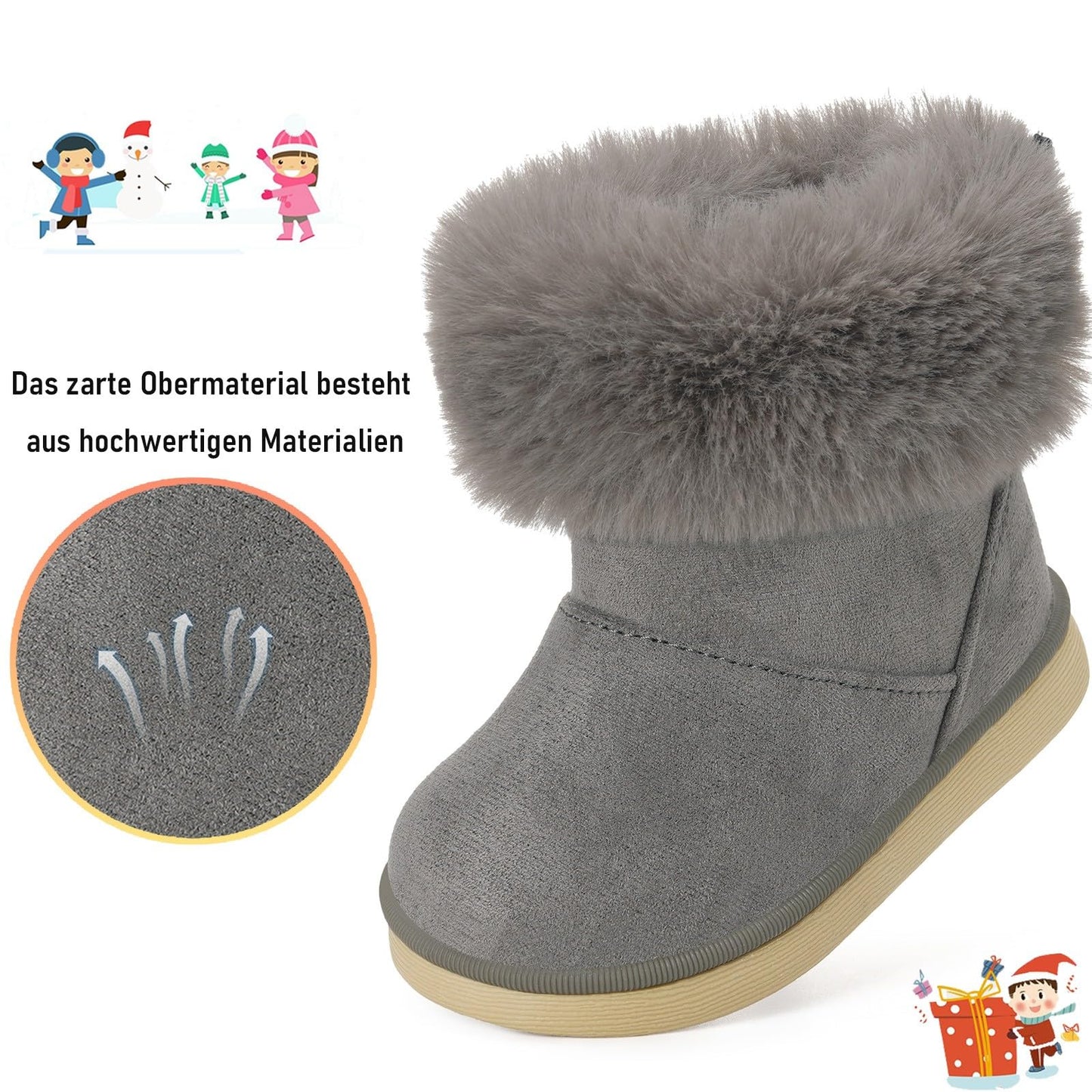 Gaatpot Baby Boots, Girls' Boots, Winter Shoes, Snow Boots, Children's Slip-On Boots, Warm Plush Lined, Comfortable, Rabbit Ears, Shoes, EU 20-29