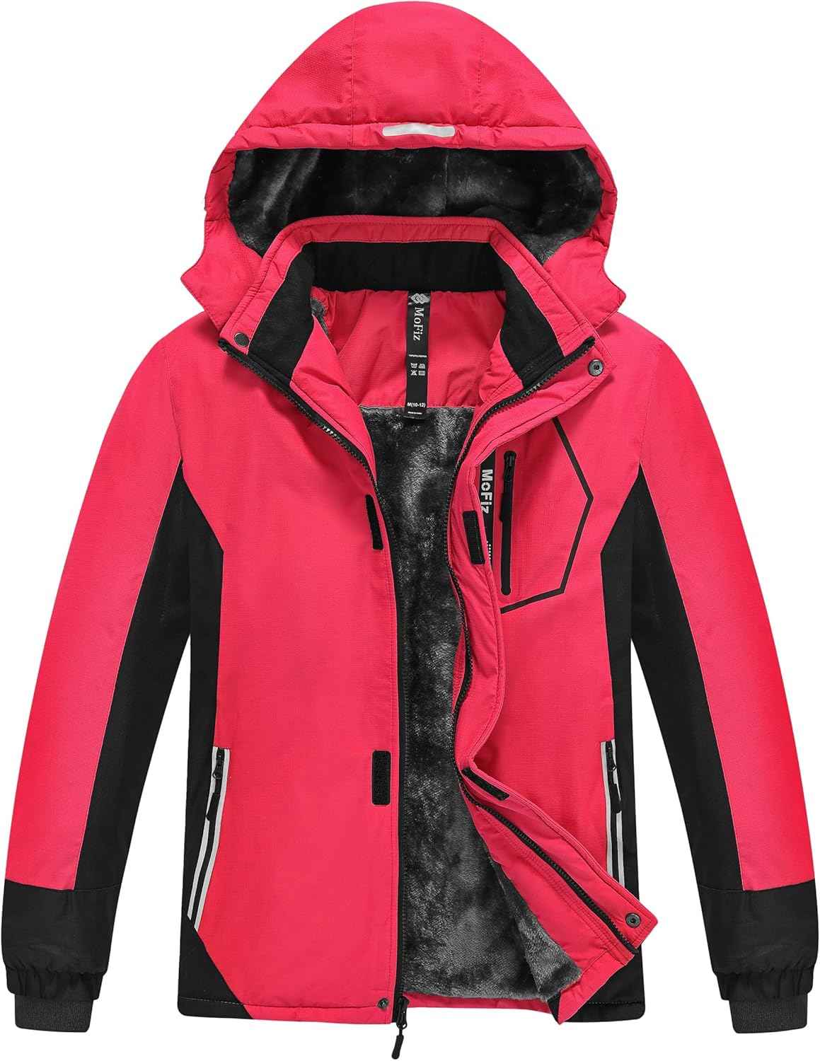MoFiz Winter Jacket Boys Ski Jacket Warm Inner Lining Children's Outdoor Softshell Jackets Snow Jacket with Removable Hood