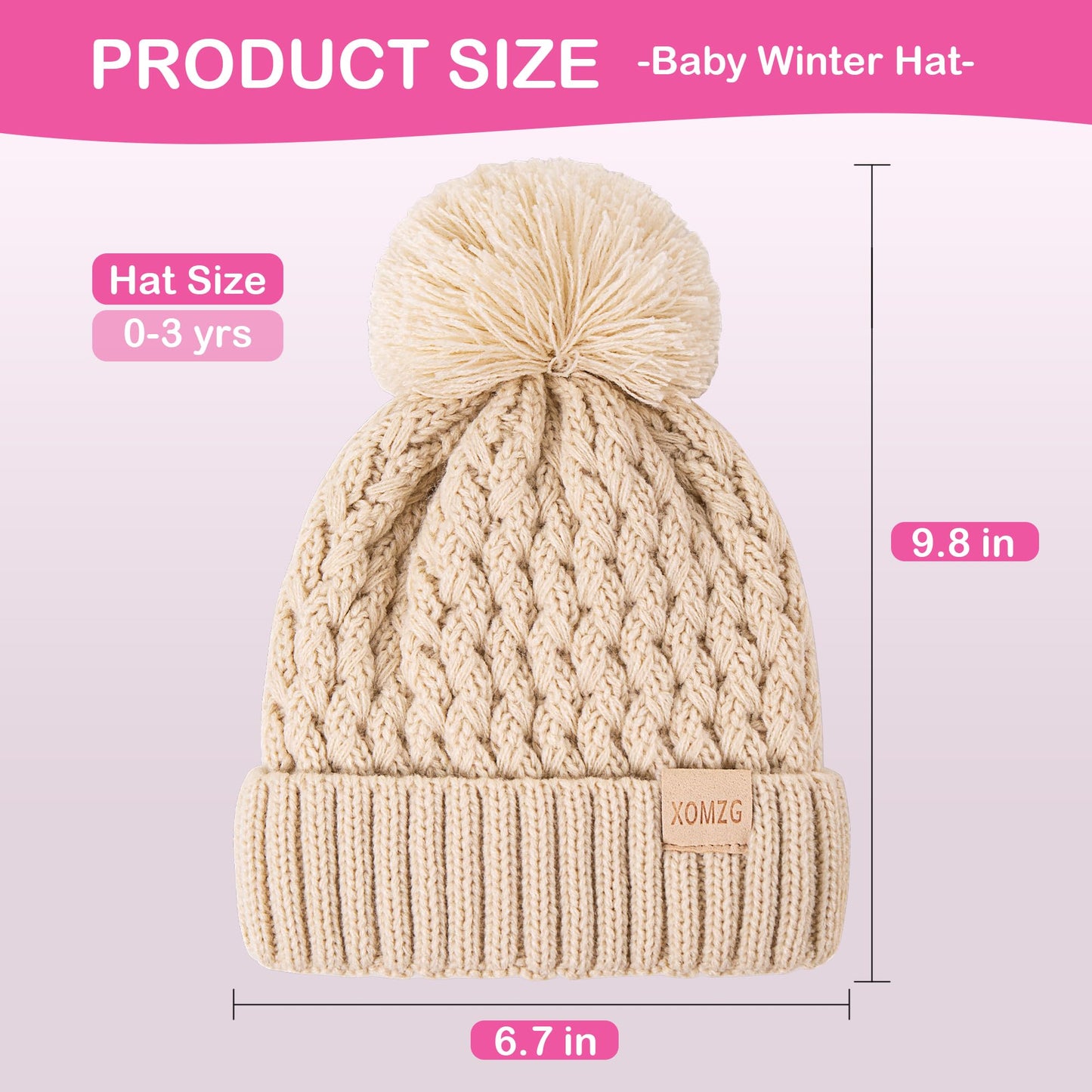 Baby Mützenhüte mit 2er Pack, warme Winterhüte für Jungen und Mädchen, Kleinkind Fleece gefüttert Kleinkind Babyhüte für 0-36 Monate
