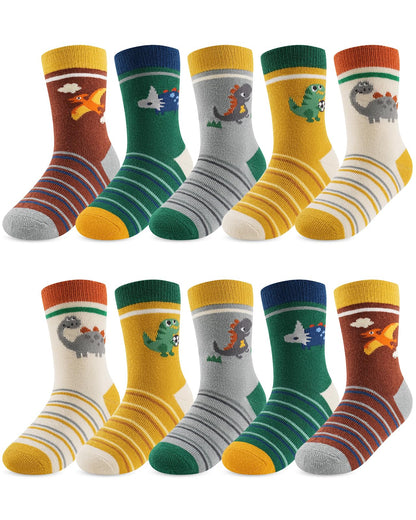 Kyopp 10 Paar Socken Kinder Mädchen und Jungen Funny Socken Lustig Animals Cotton Socken Crew Socks Winter/Sommer