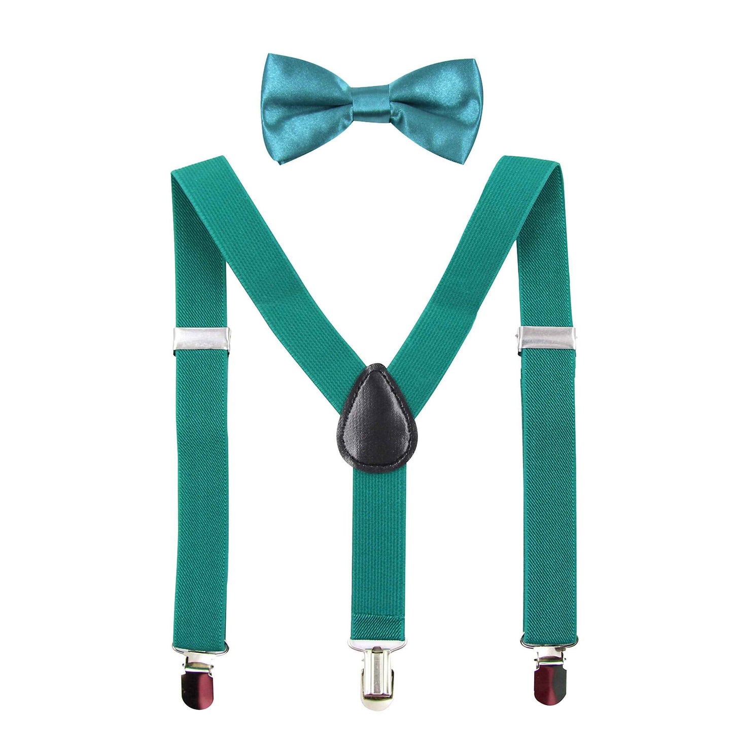 HANERDUN Unisex Boys Girls Bow Tie Braces with Three Clothes Clips on Waistband