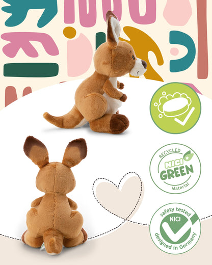Kuscheltier Känguru Kelly 15cm braun - Stofftier aus weichem Plüsch, niedliches Plüschtier zum Kuscheln und Spielen, für Kinder & Erwachsene, tolle Geschenkidee