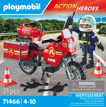 PLAYMOBIL Action Heroes 71464 Fire Boat with Aqua Scooter, Exciting Water Rescue, Includes Diving Goggles, Flippers and Life Jacket, Realistic Toy for Children from 4 Years